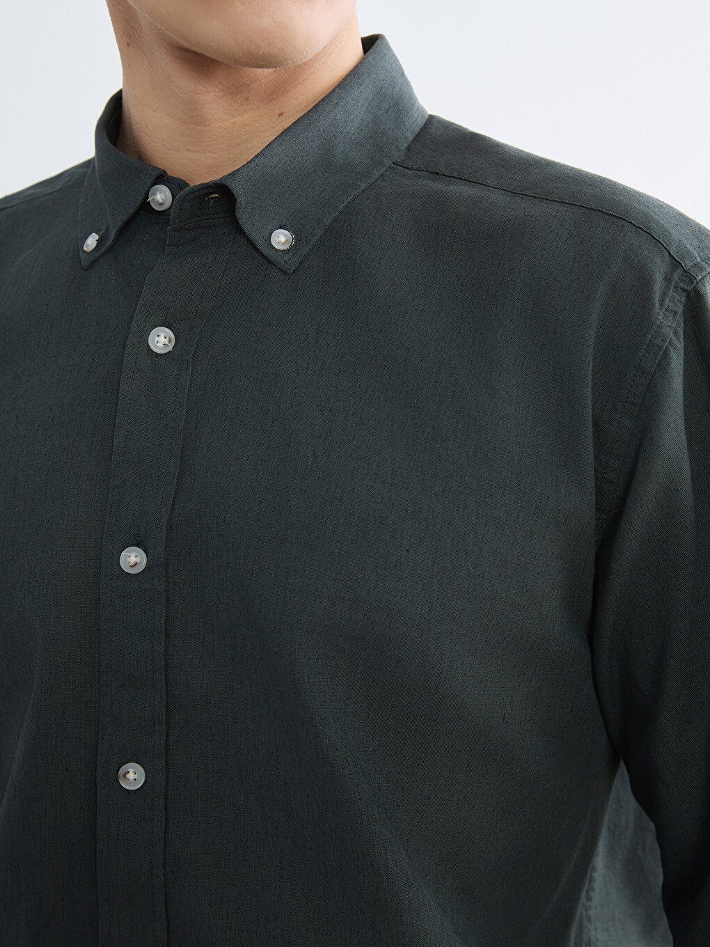 Regular Fit Linen Blend Men's Shirt-2