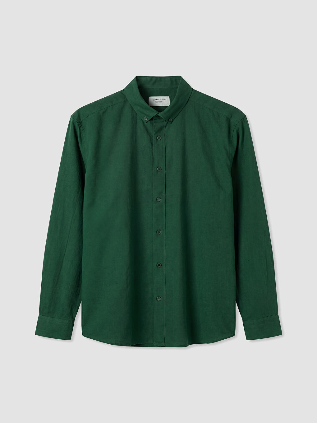 Yeşil Regular Fit Keten Karışımlı Erkek Gömlek