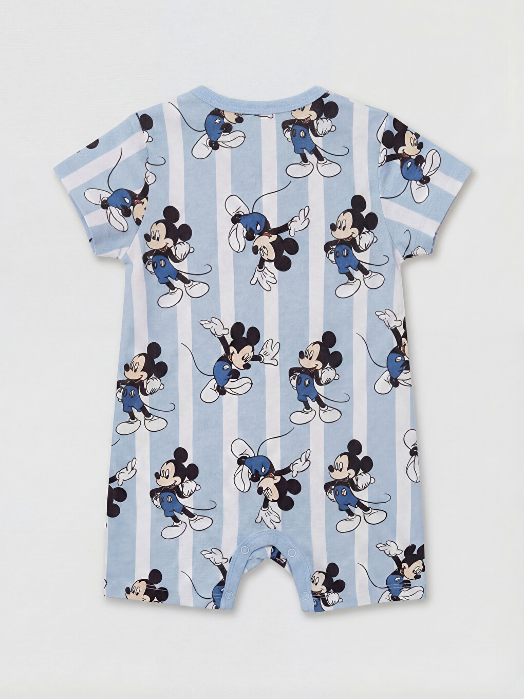 Mavi Bisiklet Yaka Mickey Mouse Baskılı Erkek Bebek Tulum-1
