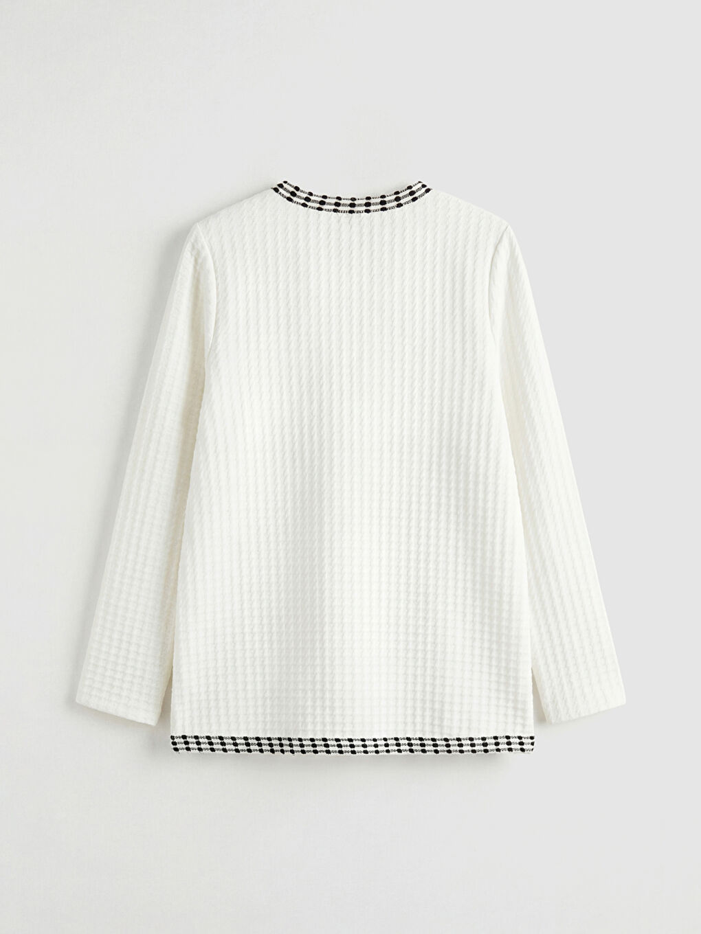 Beyaz Bisiklet Yaka Dokulu Kadın Hırka-5