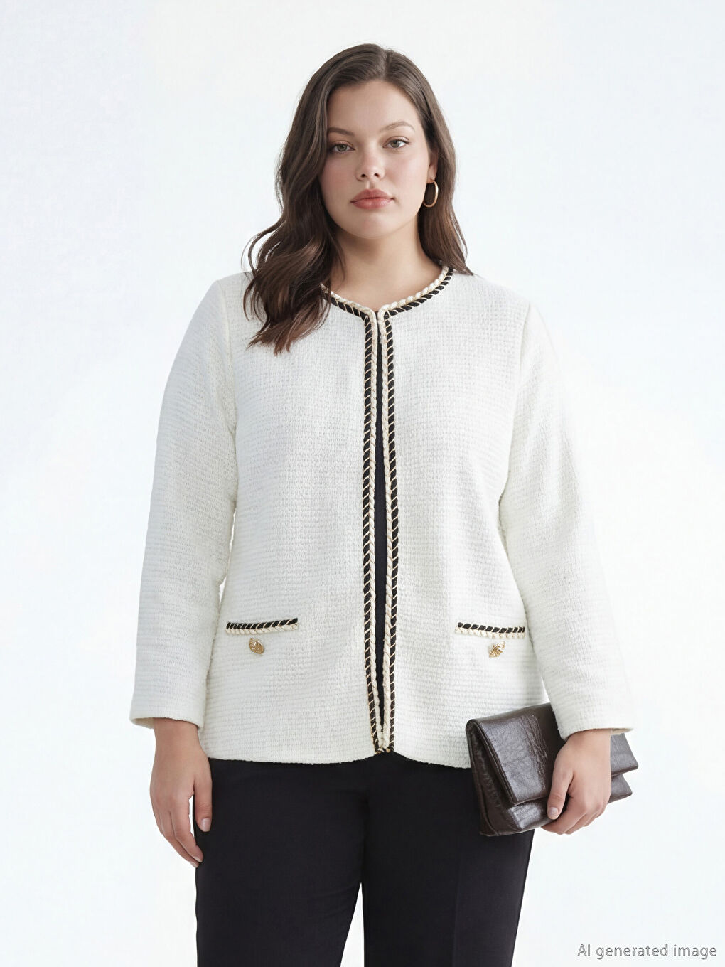 Crew Neck Textured Women's Cardigan-1