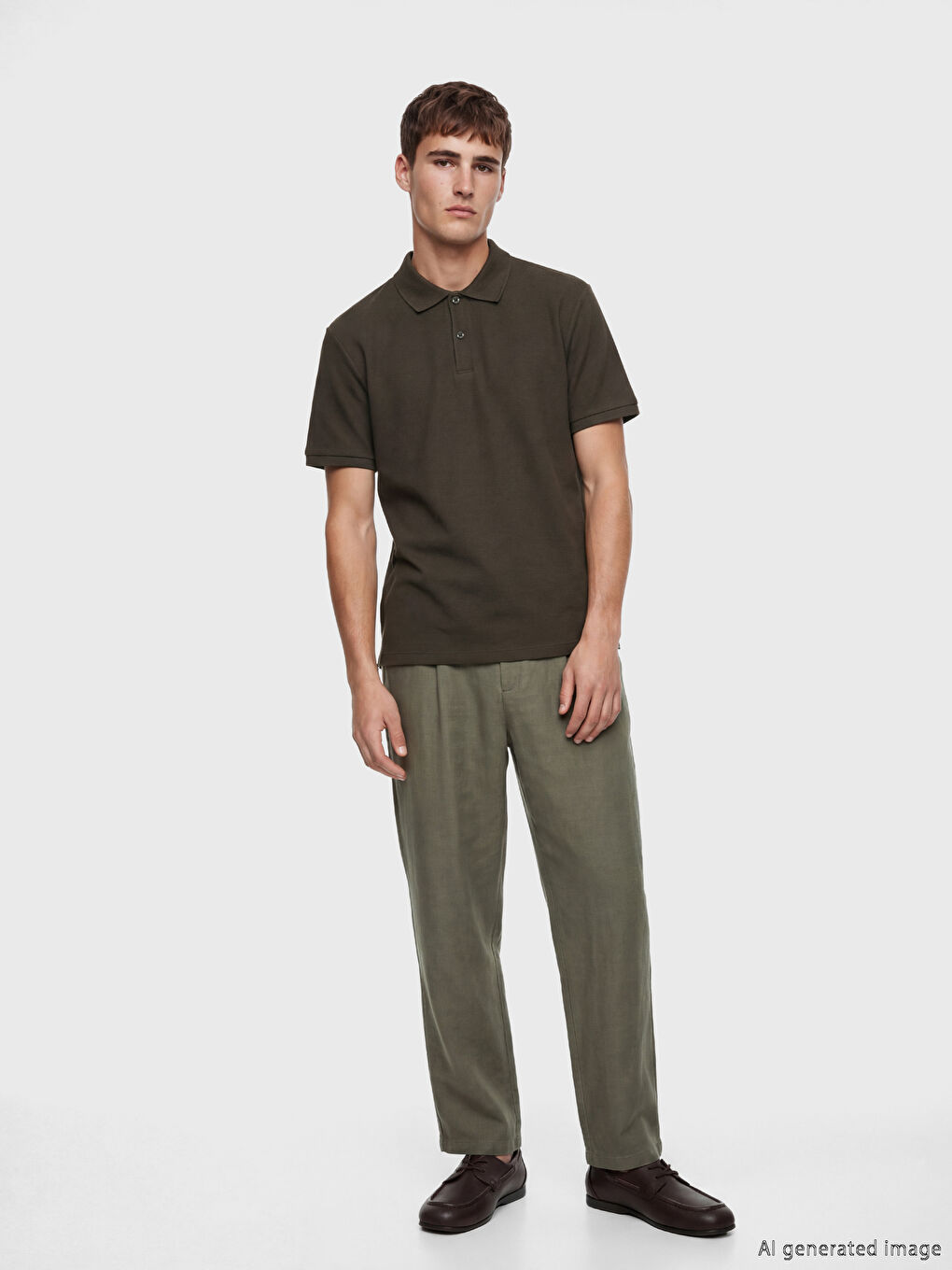 Haki Polo Yaka Erkek Tişört-1