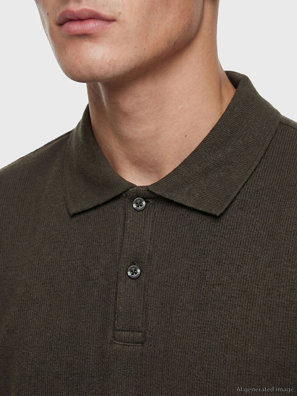 Haki Polo Yaka Erkek Tişört-2