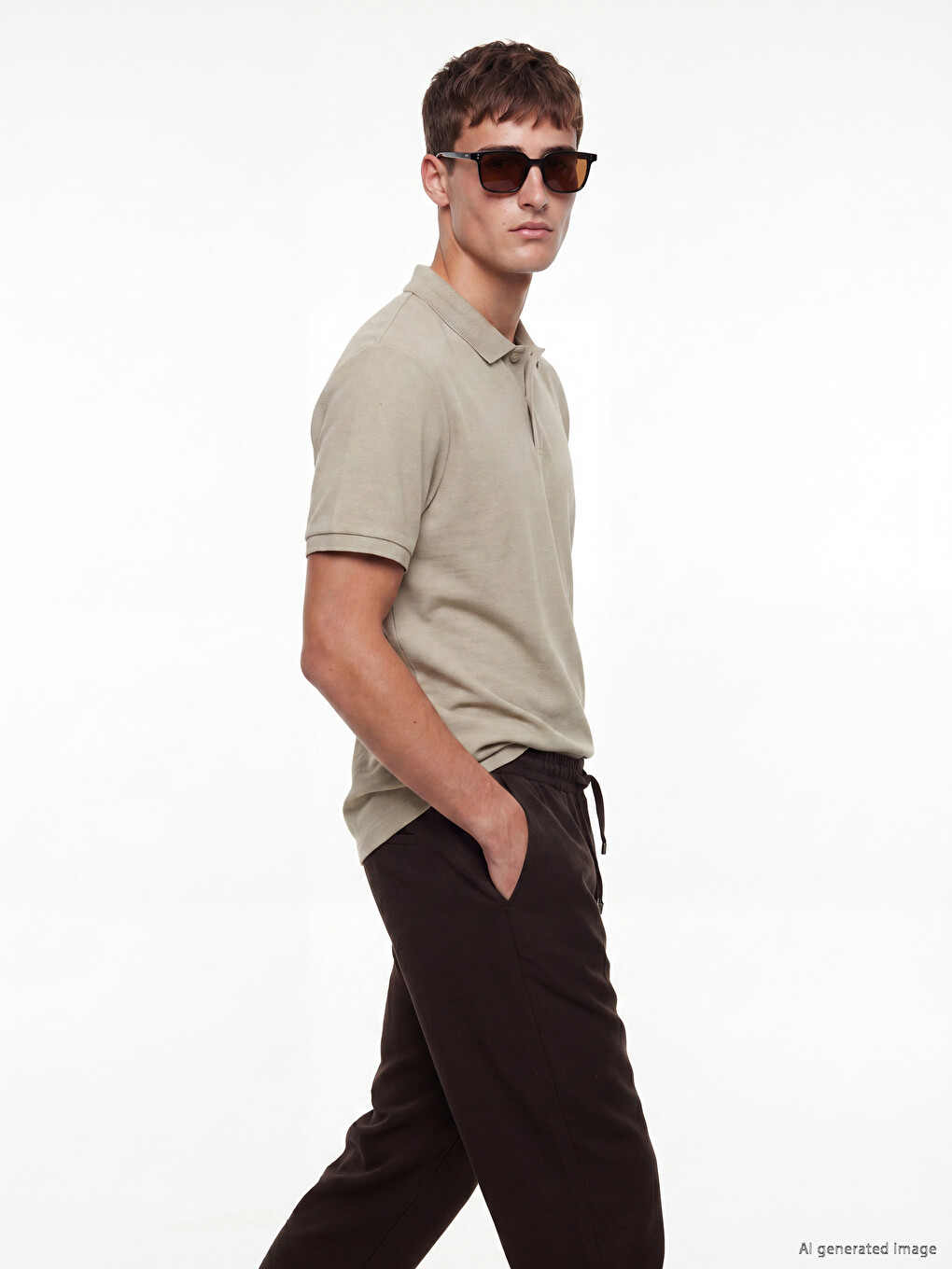 Yeşil Standart Fit Polo Yaka Selanik Erkek Tişört