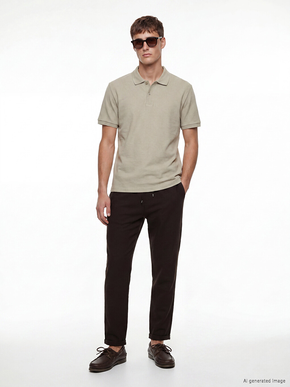 Yeşil Standart Fit Polo Yaka Selanik Erkek Tişört-1