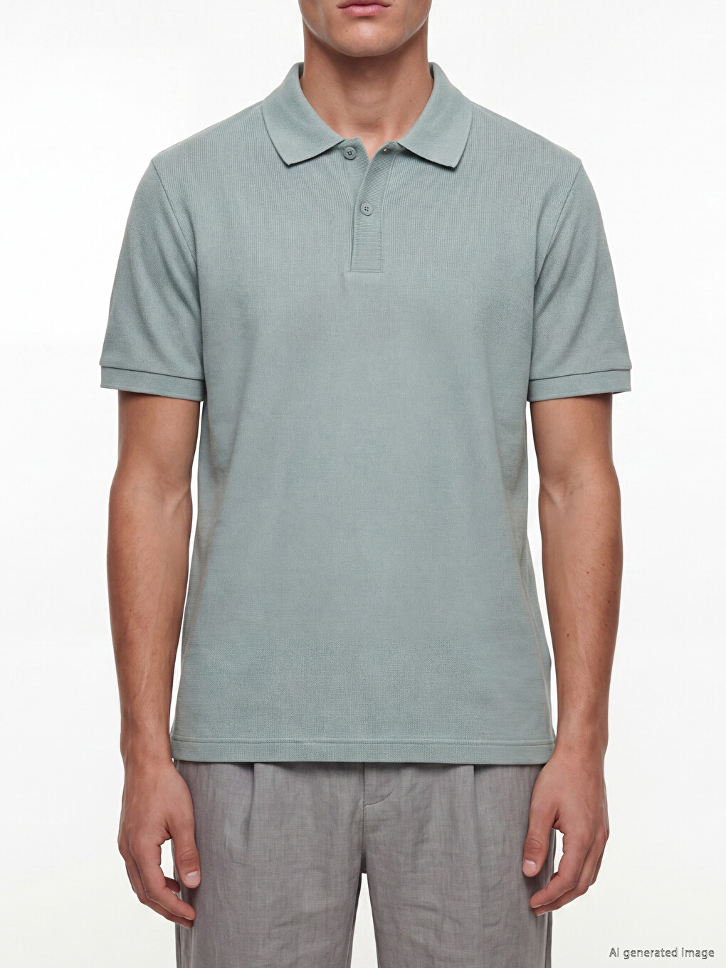 Yeşil Polo Yaka Erkek Tişört-2