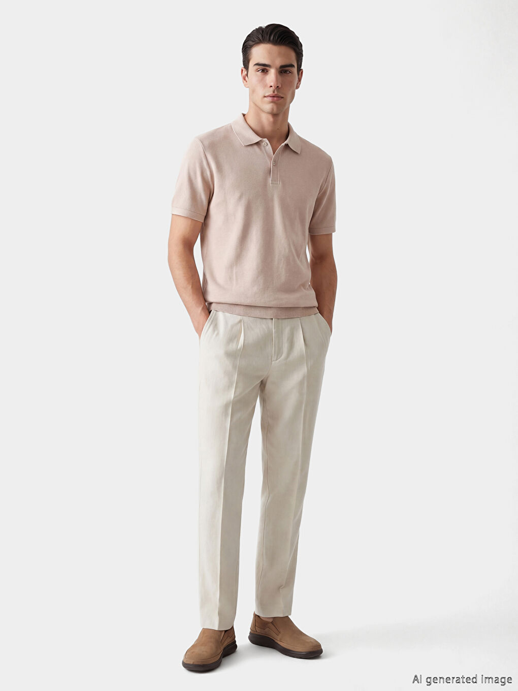 Pembe Polo Yaka Erkek Tişört-1