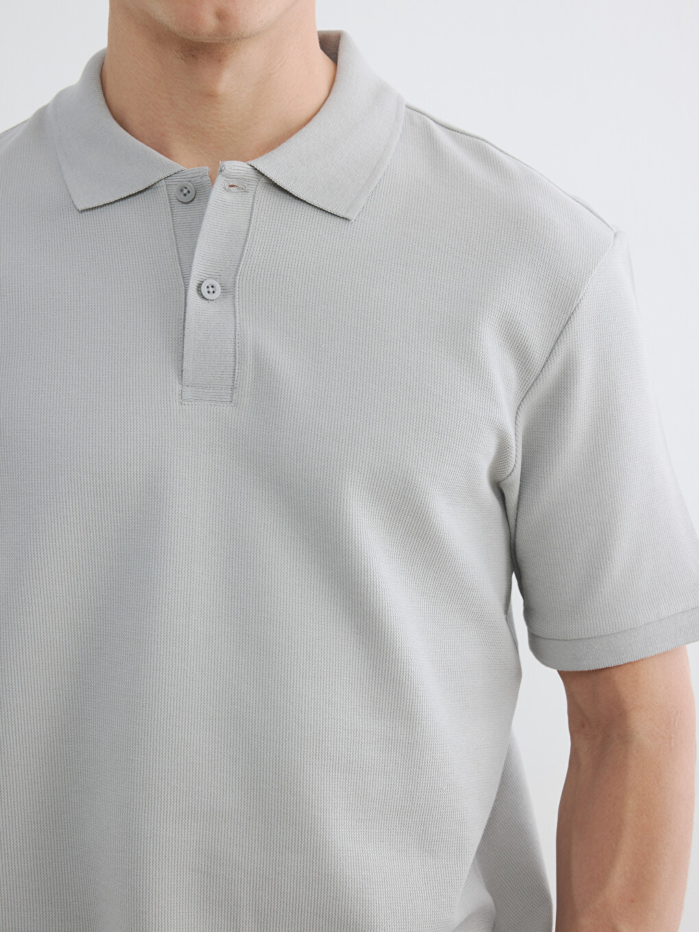 Gri Polo Yaka Erkek Tişört-2