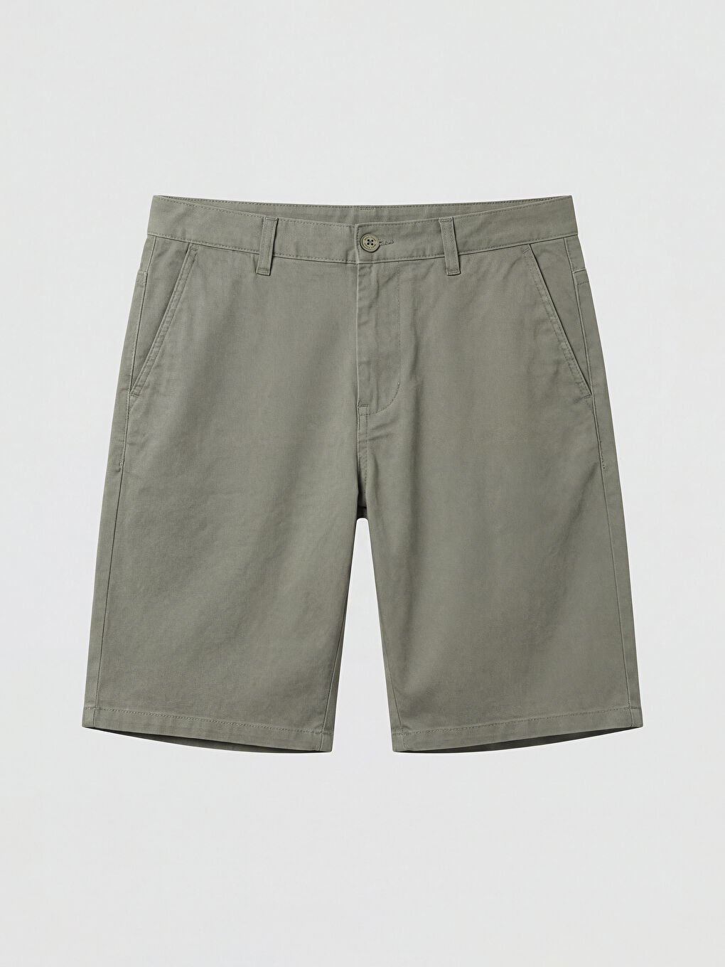 Haki Standart Kalıp Erkek Gabardin Şort-4