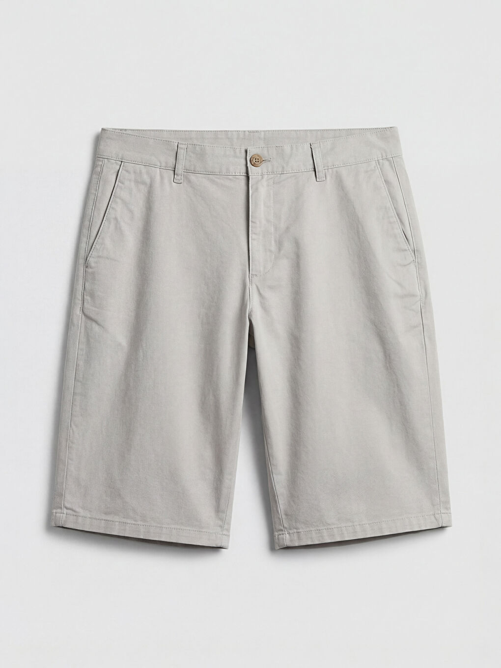 Gri Standart Kalıp Erkek Gabardin Şort-4