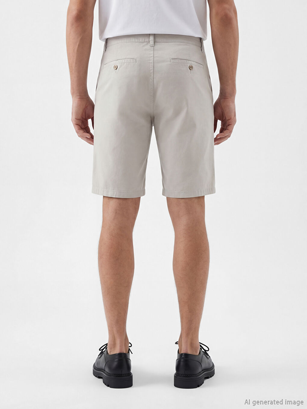 Gri Standart Kalıp Erkek Gabardin Şort-3