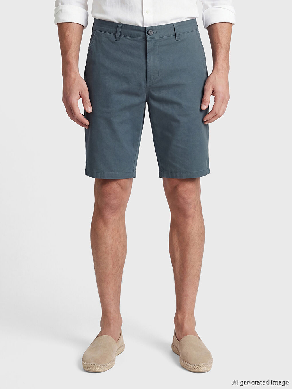 İndigo Standart Kalıp Erkek Gabardin Şort-1