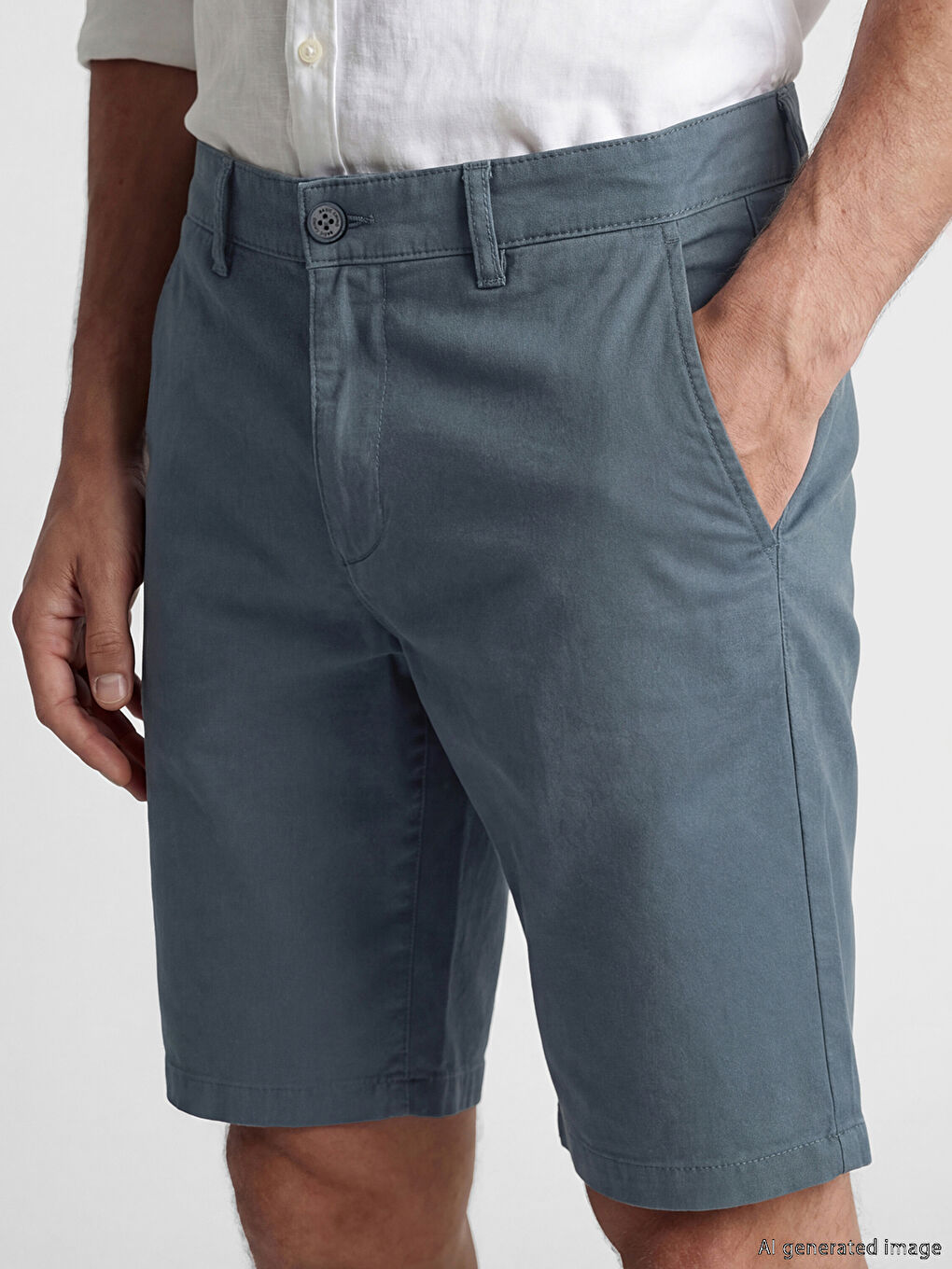 İndigo Standart Kalıp Erkek Gabardin Şort-2