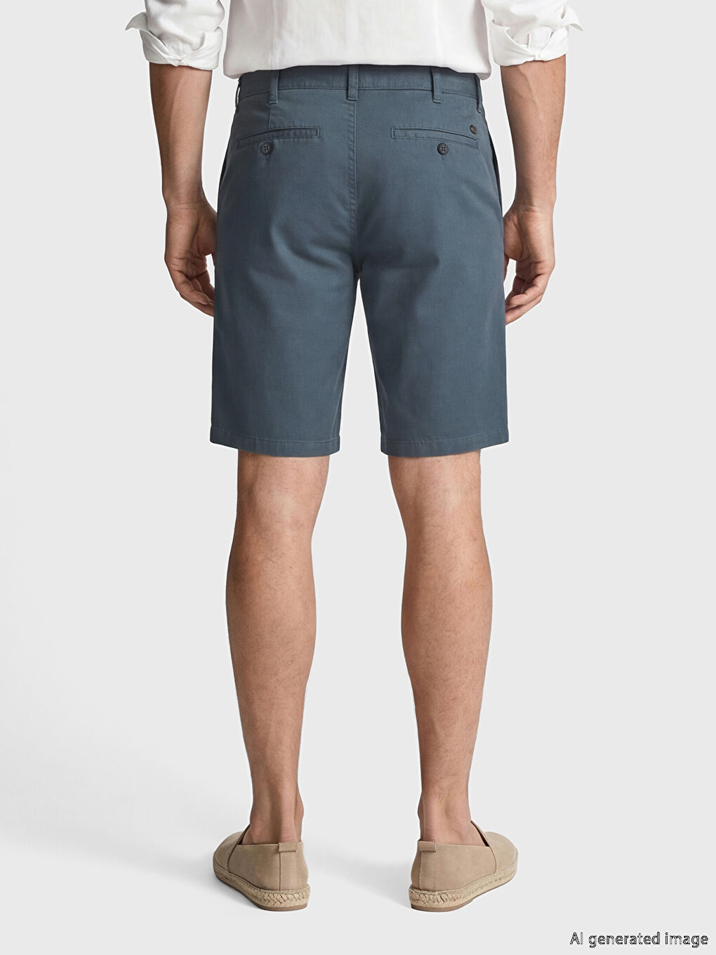 İndigo Standart Kalıp Erkek Gabardin Şort-3