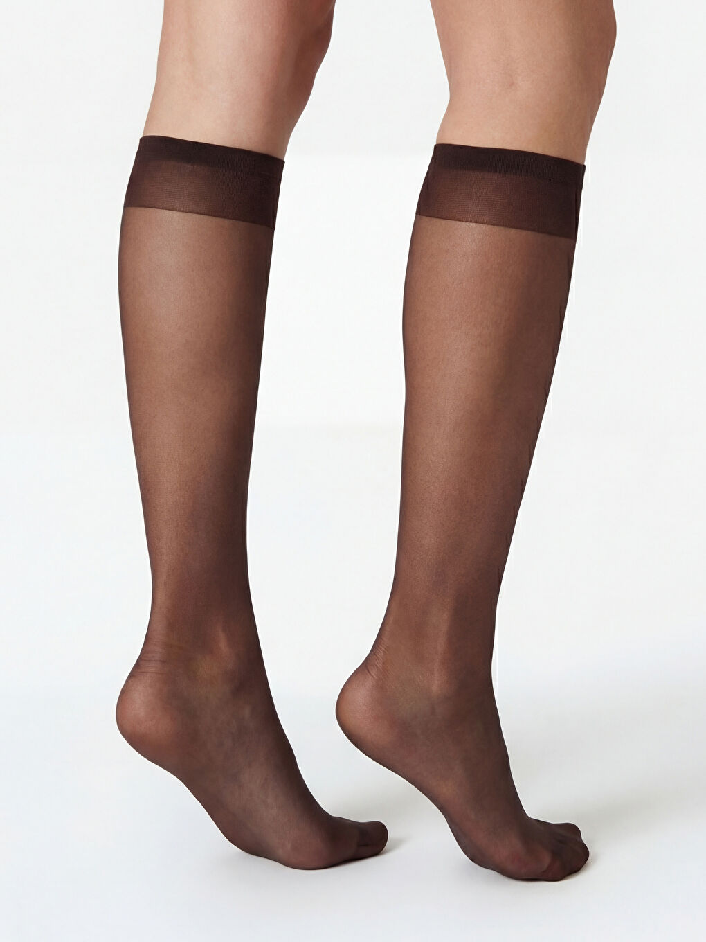 Kahverengi 15 Denye Kadın Diz Altı Çorap 2'li-2