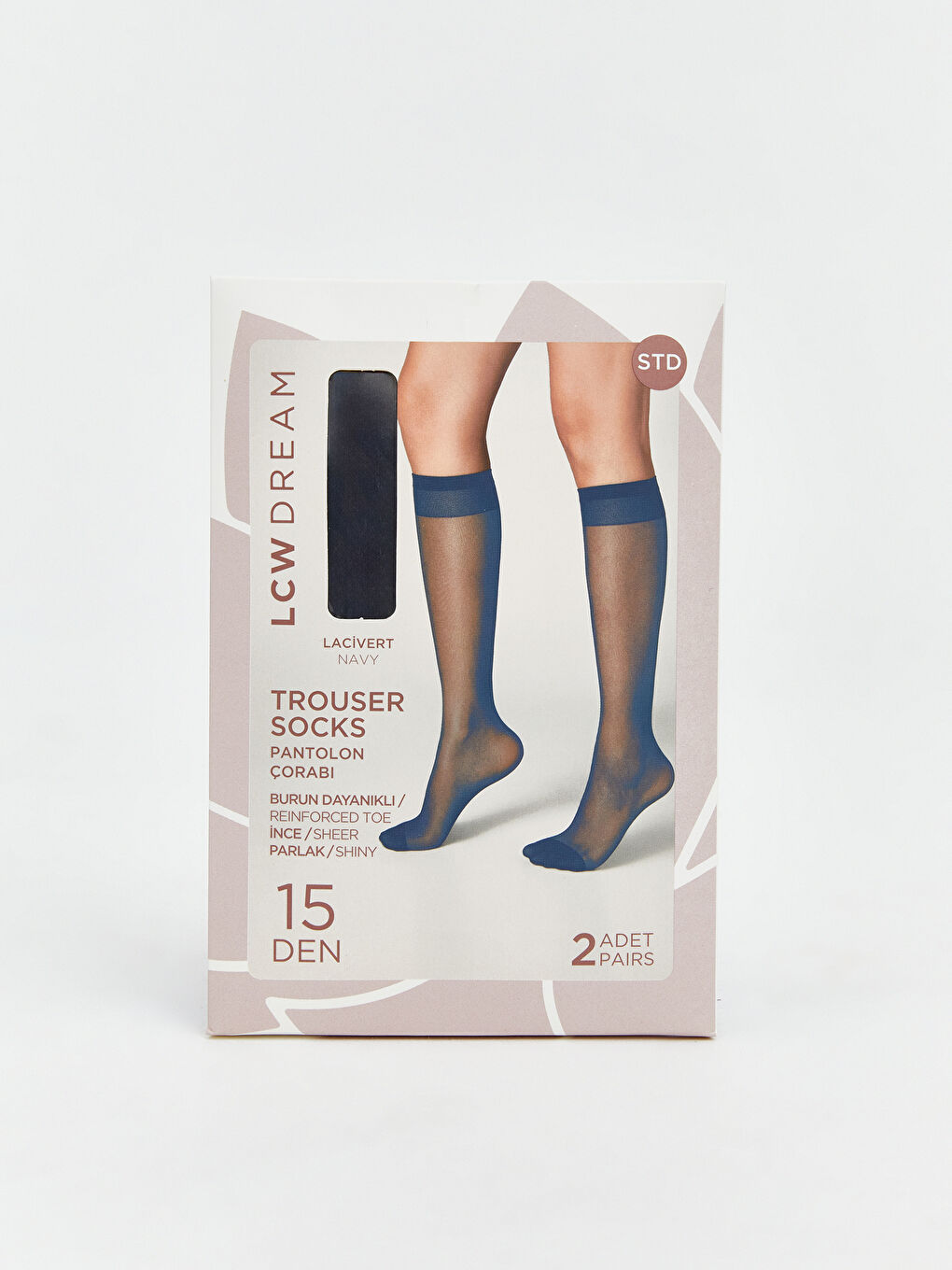 Lacivert 15 Denye Kadın Diz Altı Çorap 2'li-3