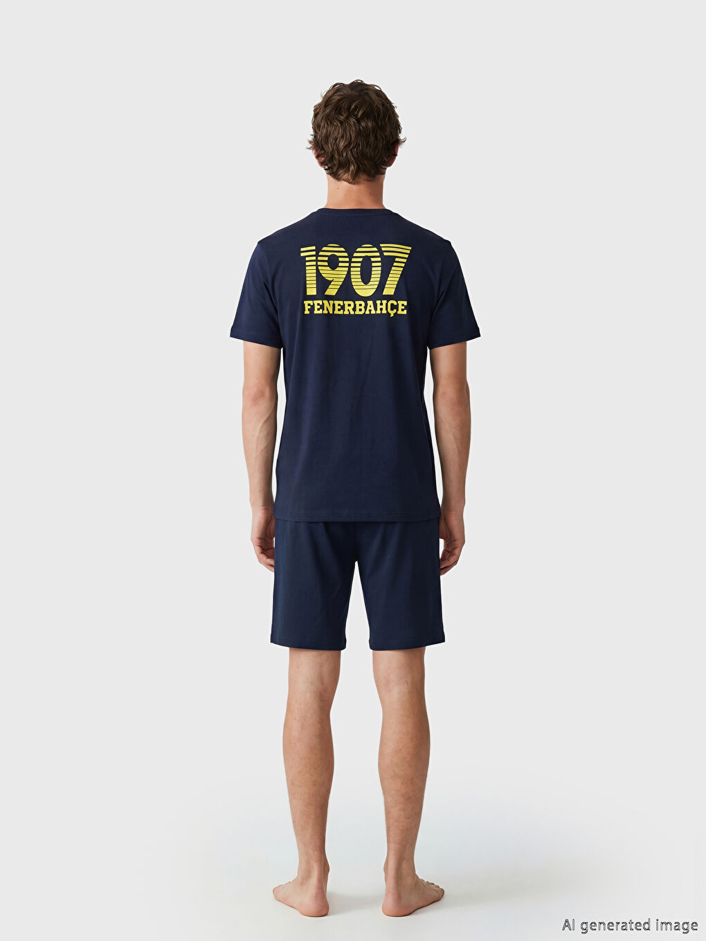Lacivert Fenerbahçe Baskılı Erkek Şortlu Pijama Takımı-3