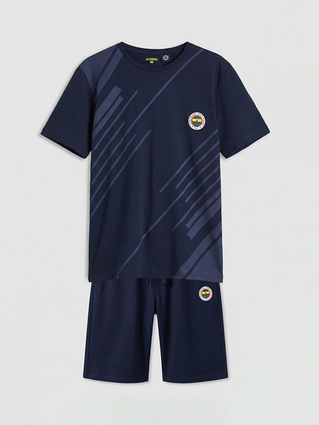 Lacivert Fenerbahçe Baskılı Erkek Şortlu Pijama Takımı
