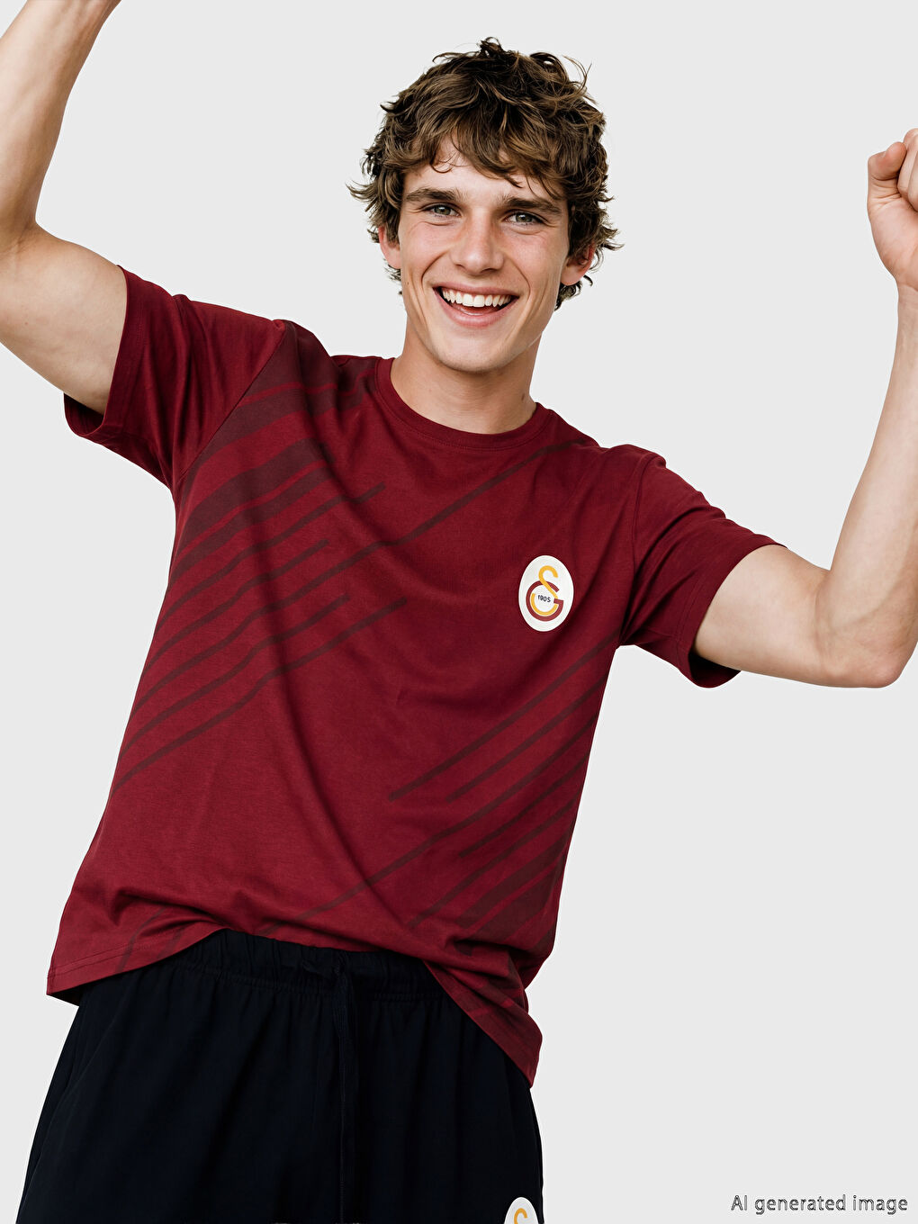 Kırmızı Galatasaray Baskılı Erkek Şortlu Pijama Takımı-1