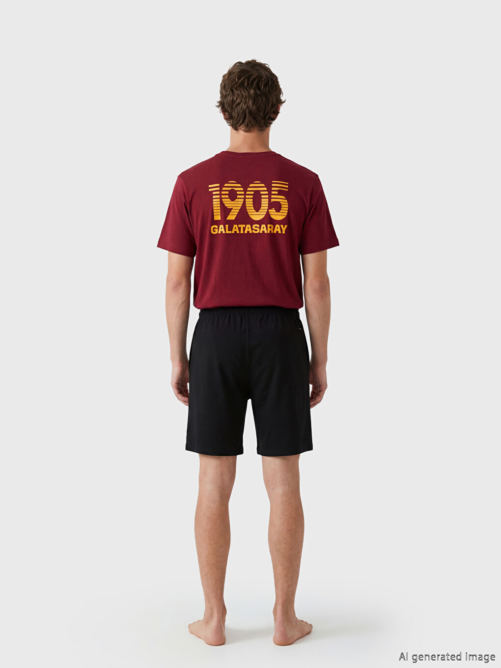 Kırmızı Galatasaray Baskılı Erkek Şortlu Pijama Takımı-3