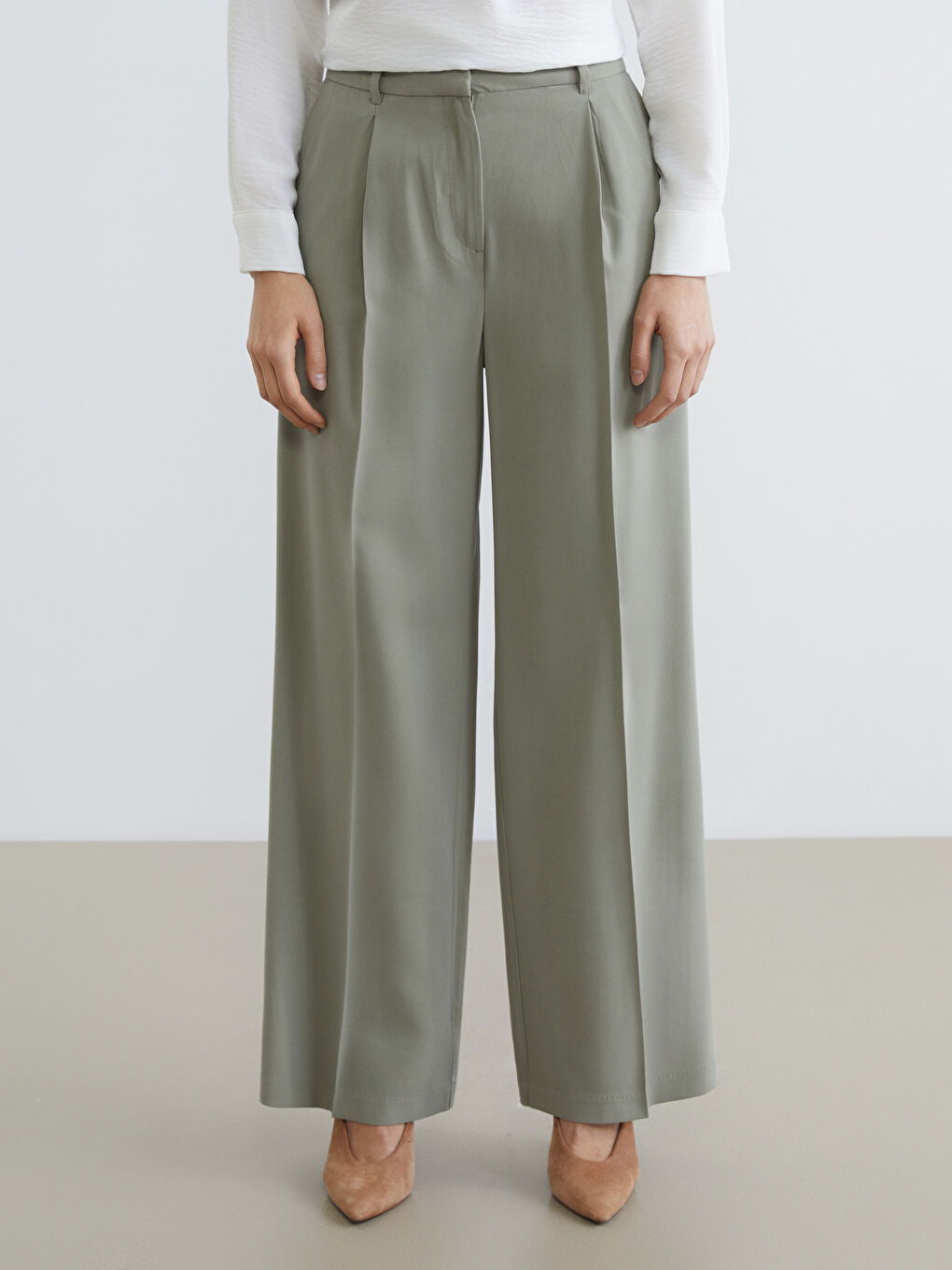 Pantalons de costume KAKI Femme-1