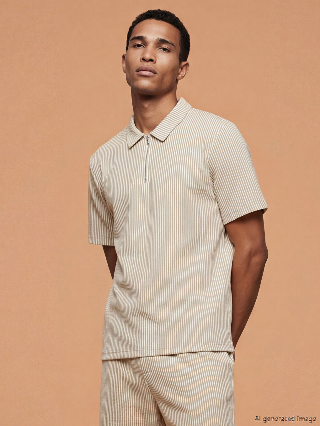 Μπλουζάκι για άνδρες με κολάρο πόλο με φερμουάρ