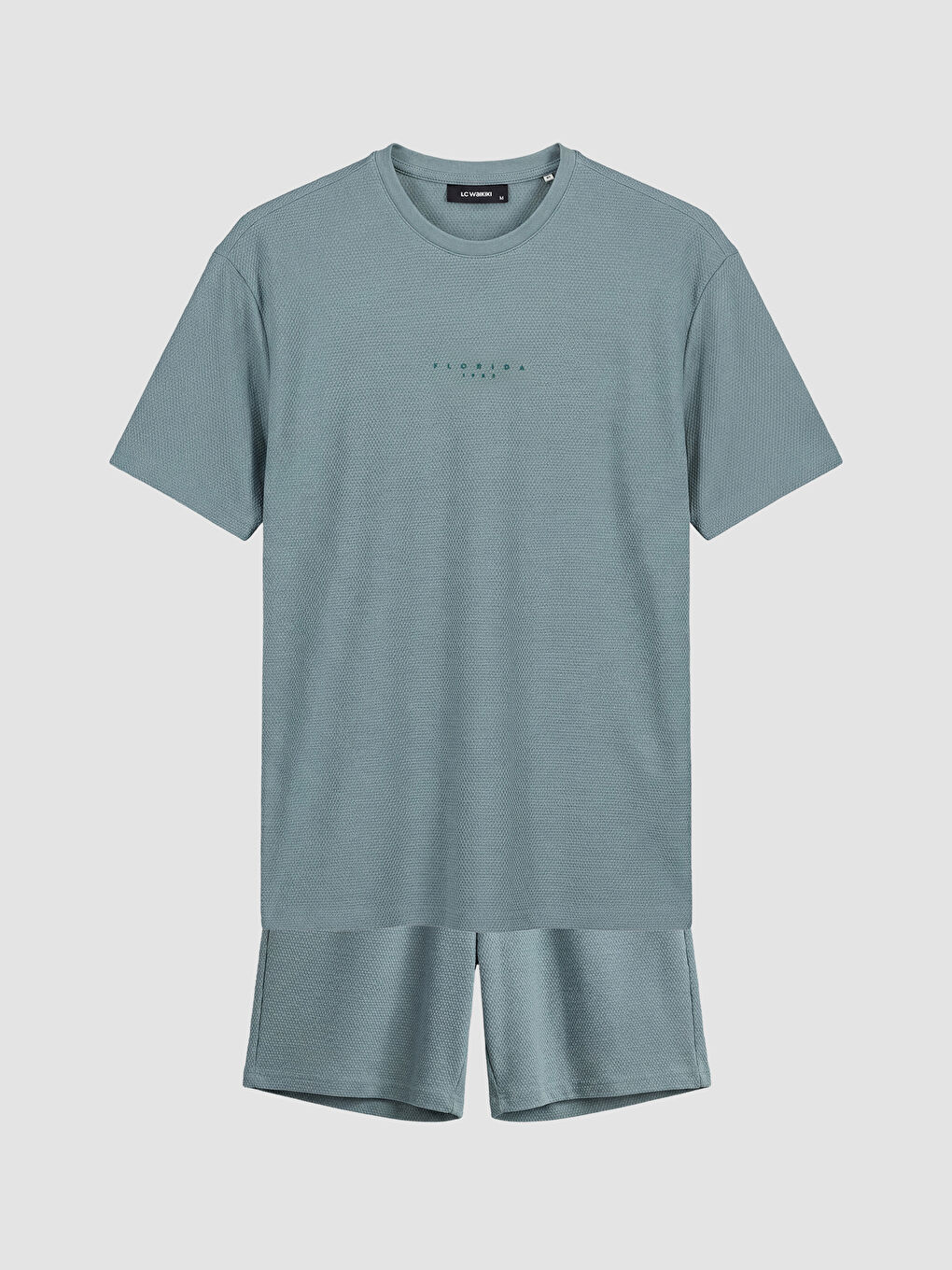 Mavi Standart Kalıp Florida Baskılı Erkek Şortlu Pijama Takımı-4