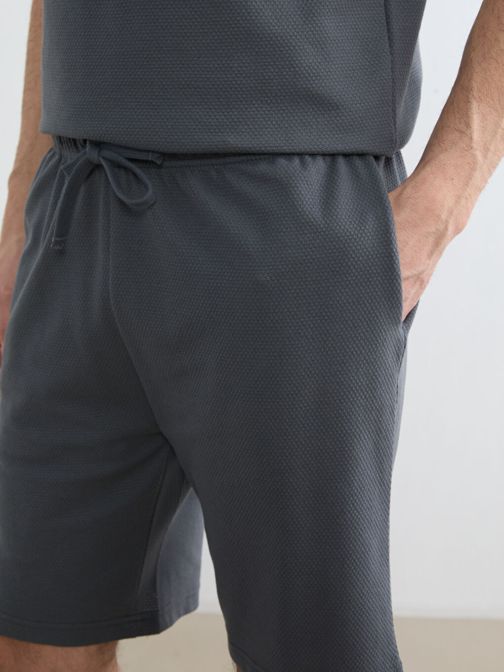 Antrasit Standart Kalıp Erkek Şortlu Pijama Takımı-3