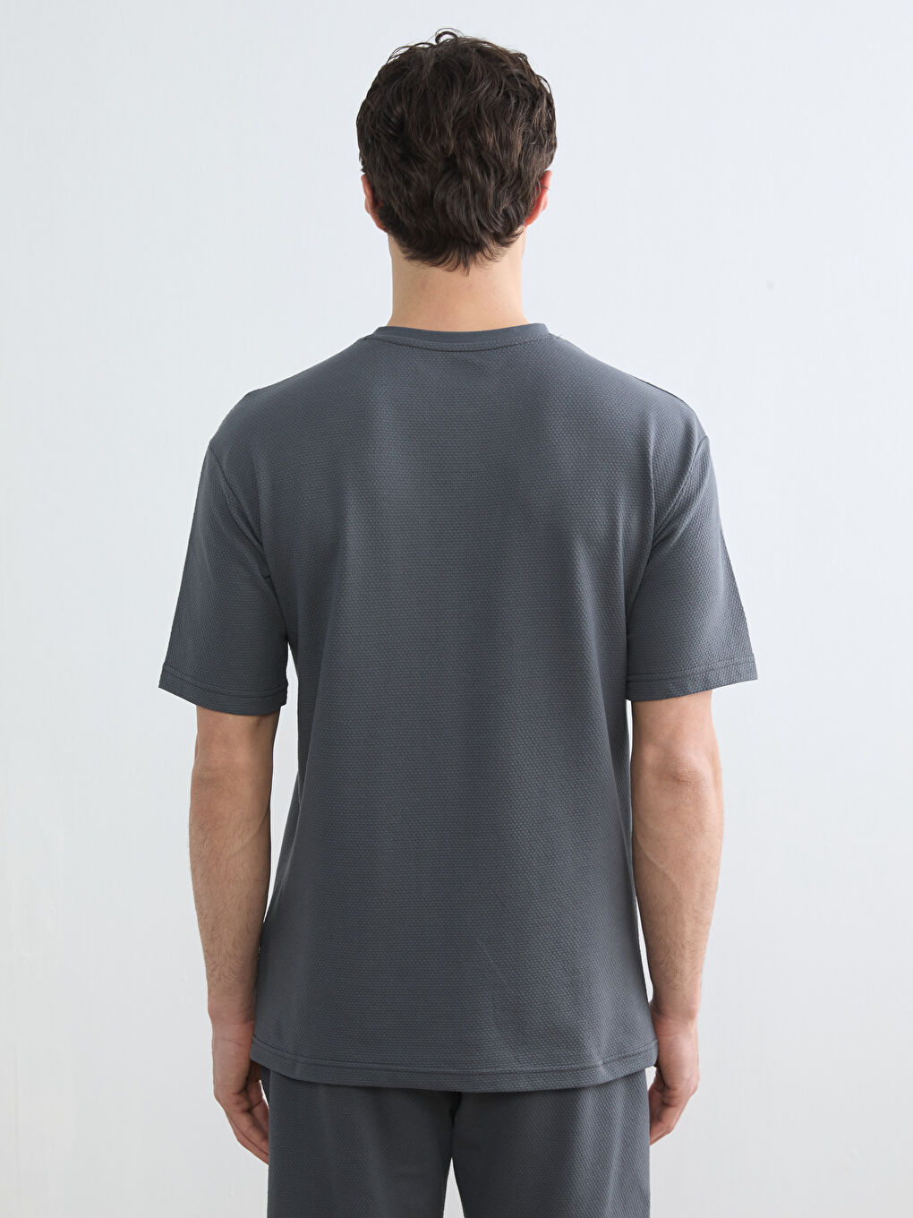 Antrasit Standart Kalıp Erkek Şortlu Pijama Takımı-4