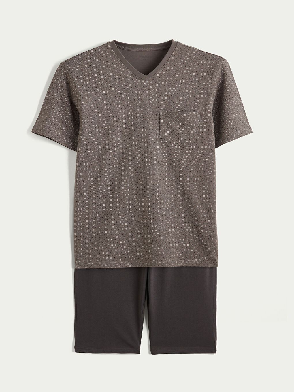 V Neck Printed Men's Shortie Pyjamas Set-4