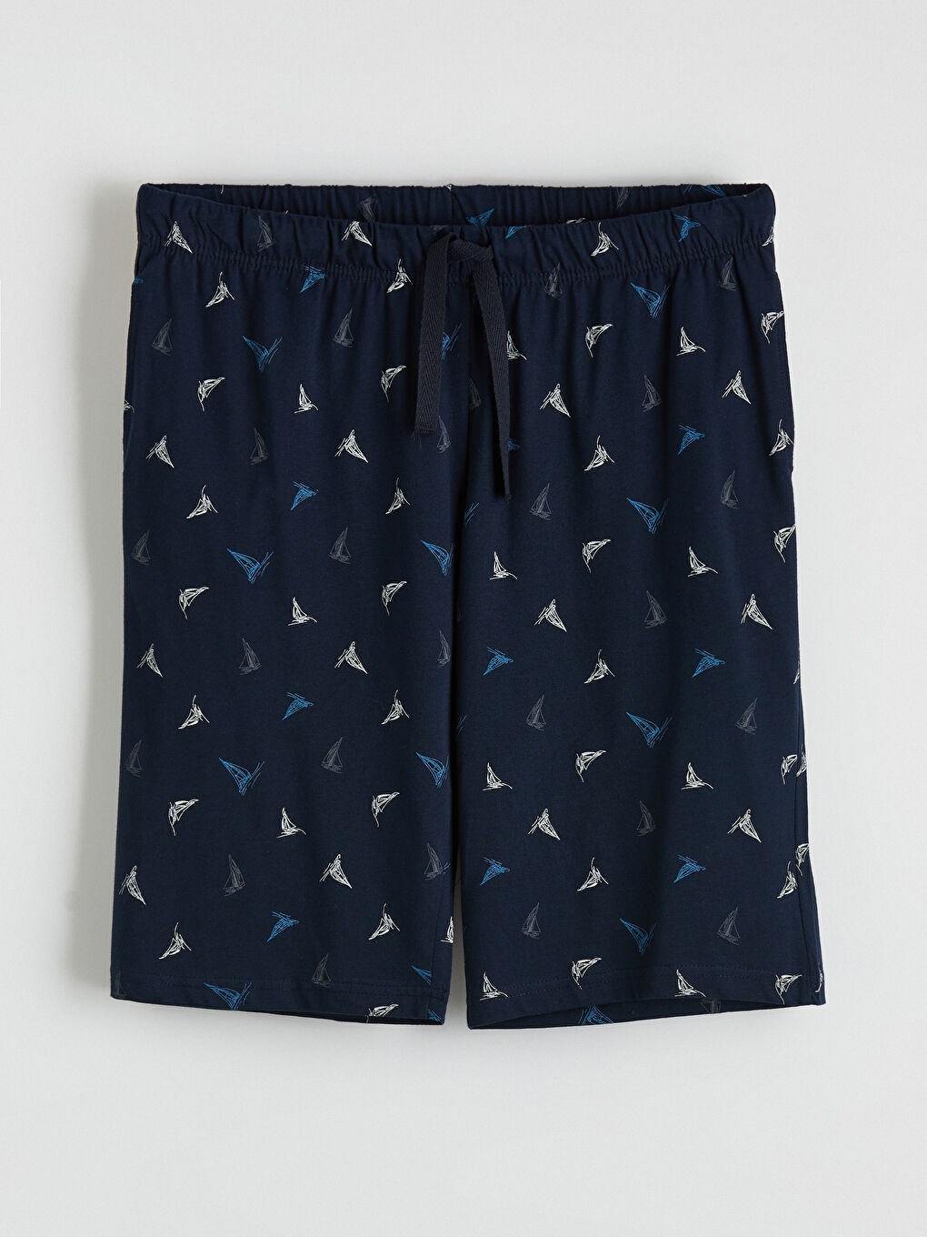 Lacivert Standart Kalıp Baskılı Erkek Şortlu Pijama Takımı-8