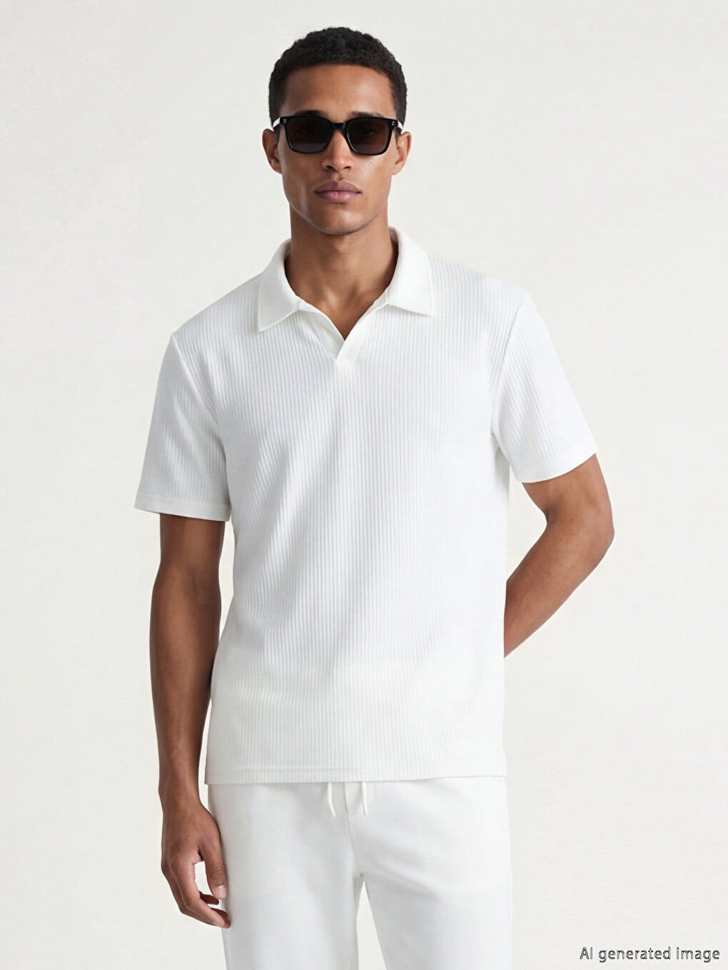 T-shirt à col polo côtelé coupe standard pour homme