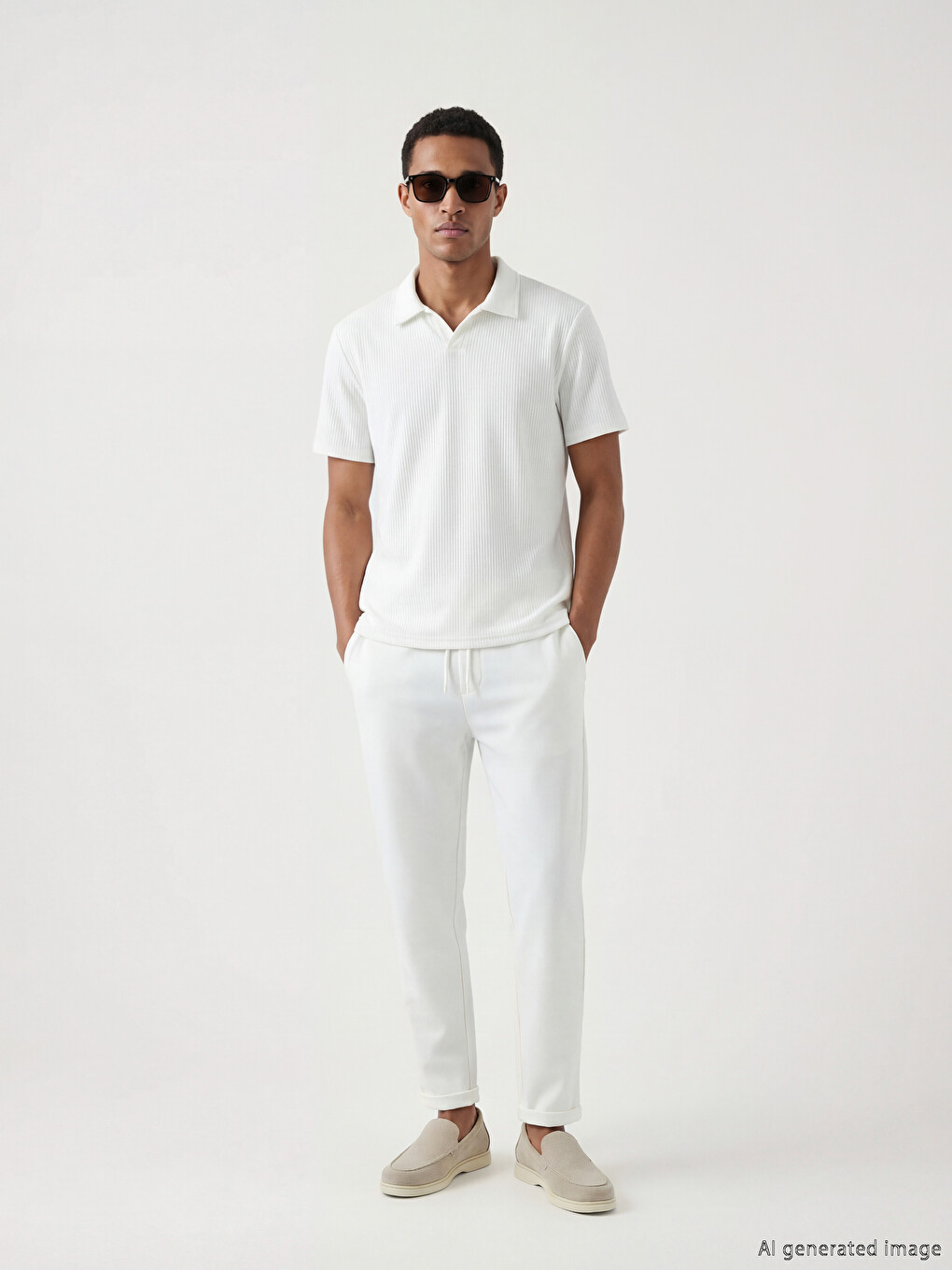 T-shirt à col polo côtelé coupe standard pour homme-1