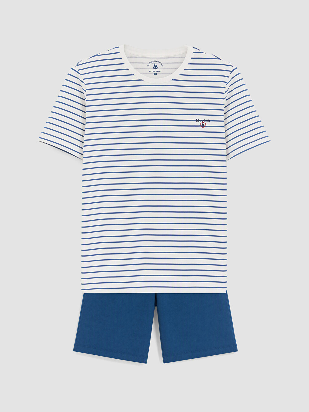 Beyaz Standart Kalıp Çizgili Erkek Pijama Takımı-4