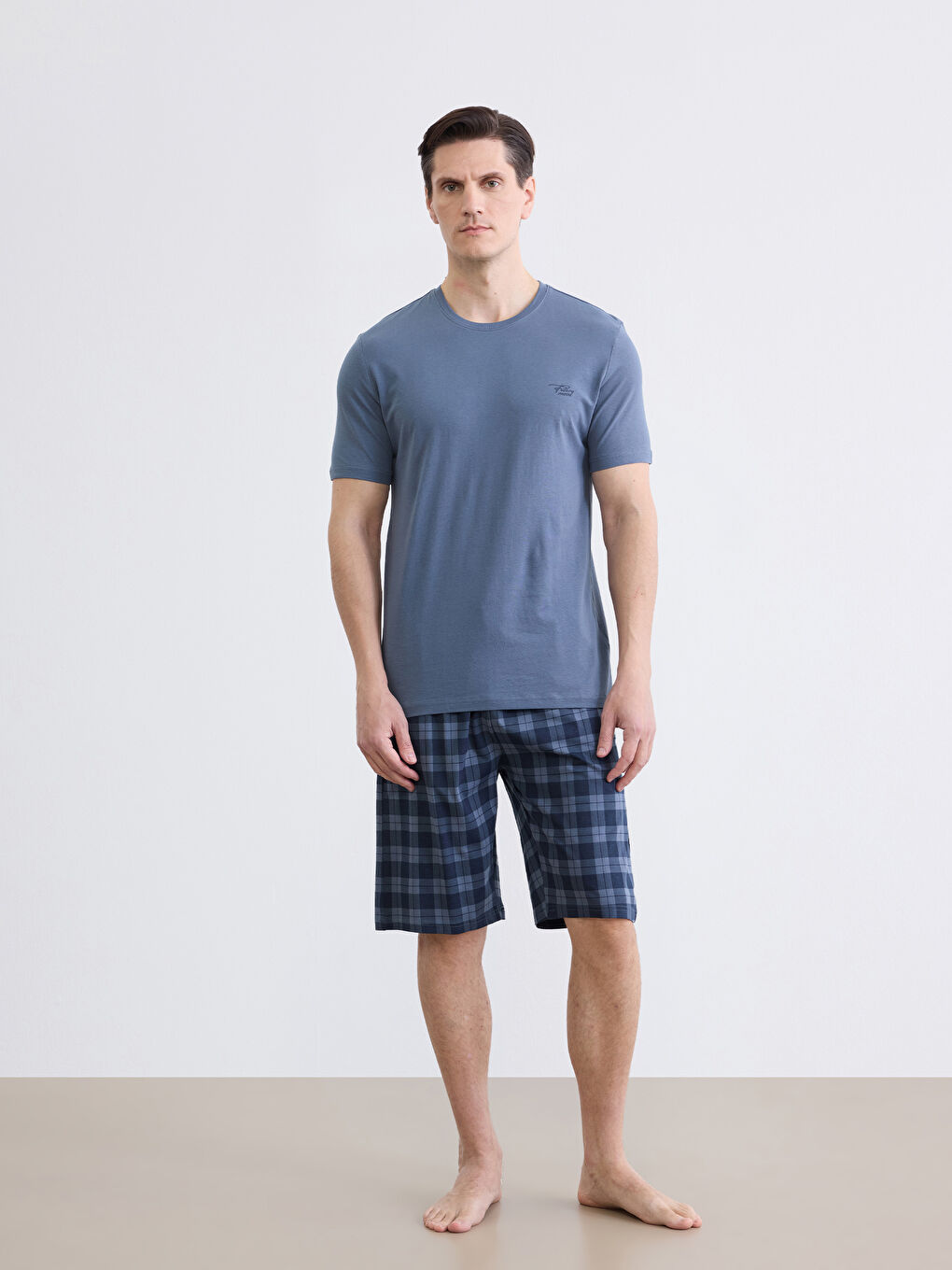 ستەی بیجامەی پیاوانی چوارخانەی ئاسایی-2