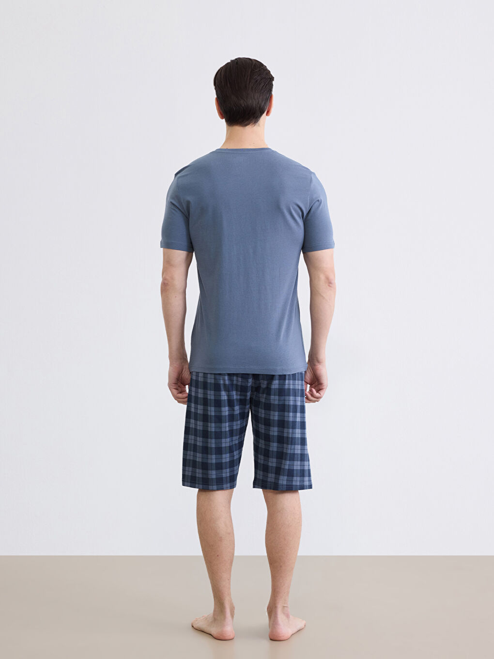 ستەی بیجامەی پیاوانی چوارخانەی ئاسایی-4