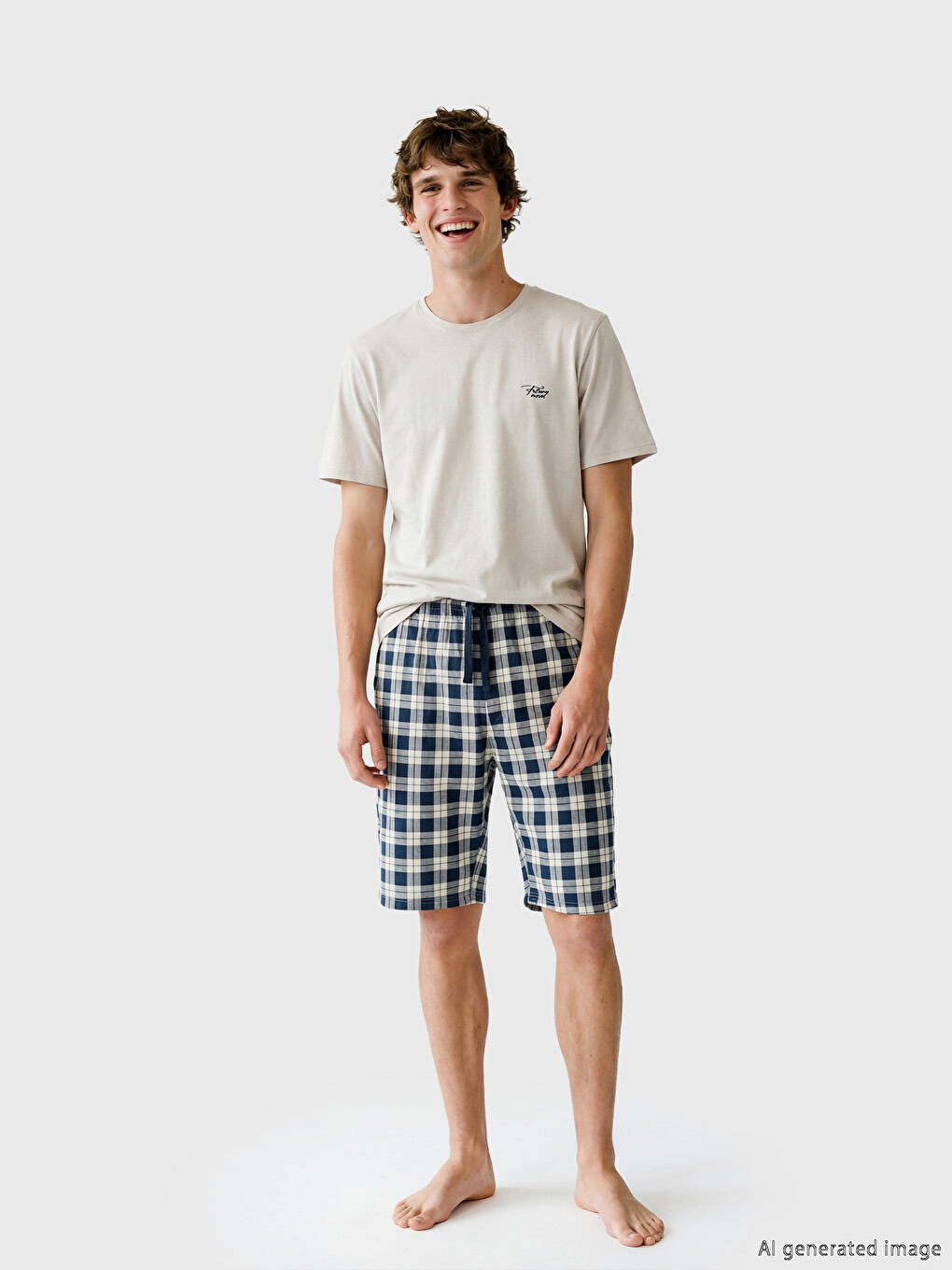 Regular Fit Plaid Men's Pyjamas Set