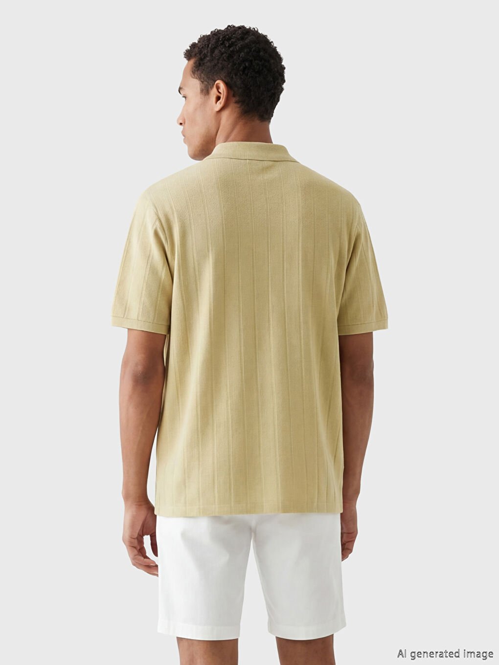 Sarı Polo Yaka Erkek Penye Tişört-2