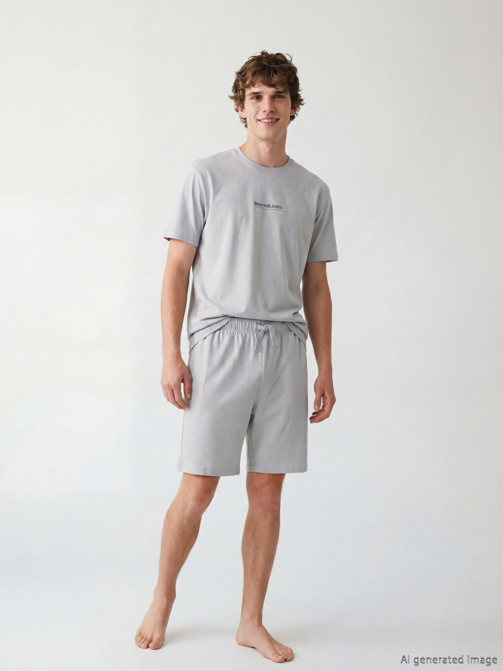 طقم بيجامة قصيرة مطبوعة للرجال-3