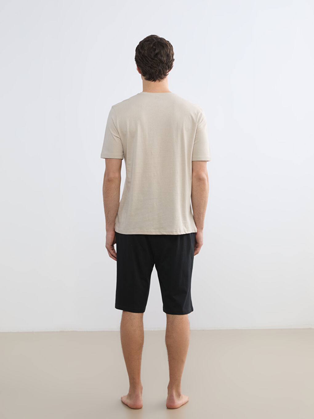 Crew Neck Teddy Print Men's Shortie Pyjamas Set-3