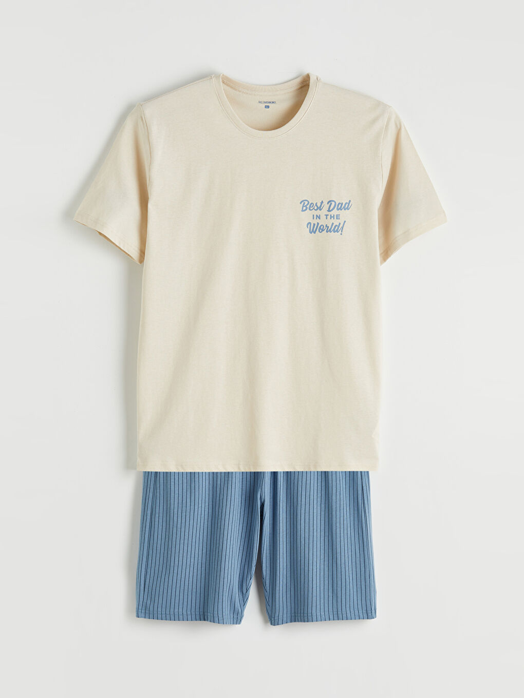 Mavi Standart Kalıp Erkek Şortlu Pijama Takımı-4