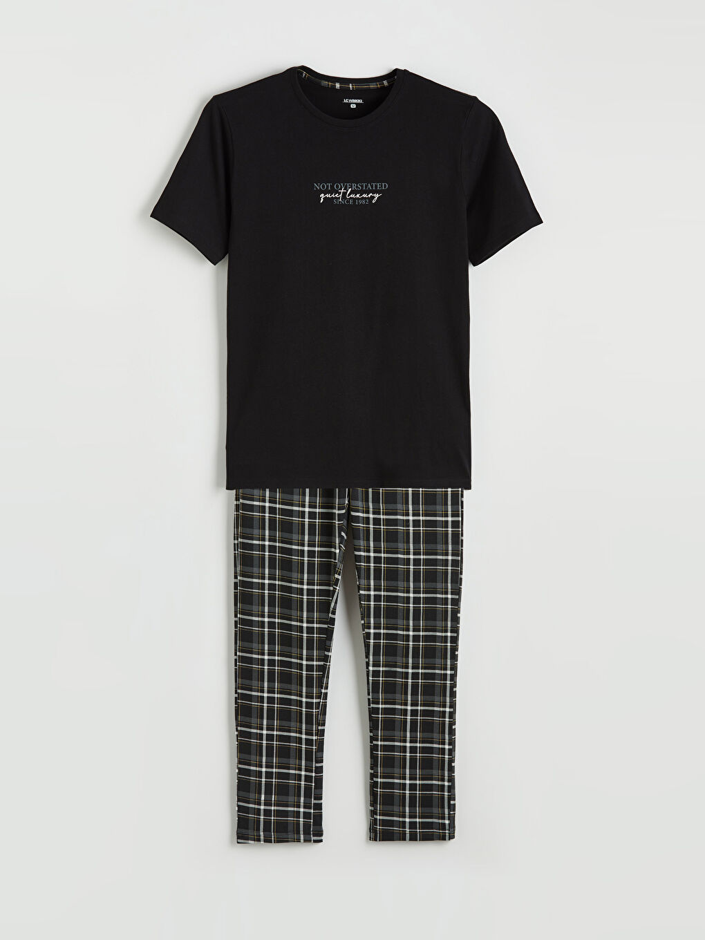 Siyah Standart Kalıp Ekose Erkek Pijama Takım-4