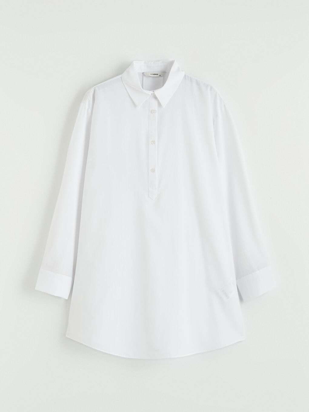 Beyaz Gömlek Yaka Poplin Kadın Tunik-4