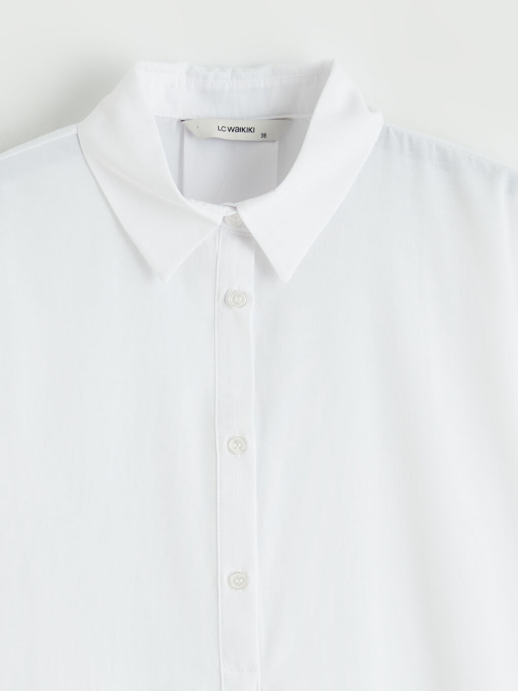 Beyaz Gömlek Yaka Poplin Kadın Tunik-5