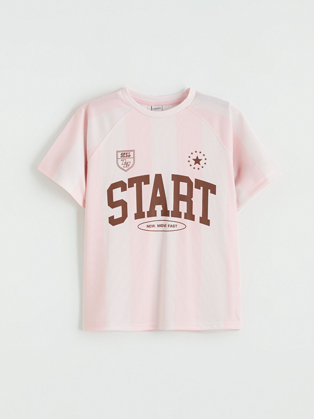 Pembe Bisiklet Yaka Baskılı Kız Çocuk Tişört