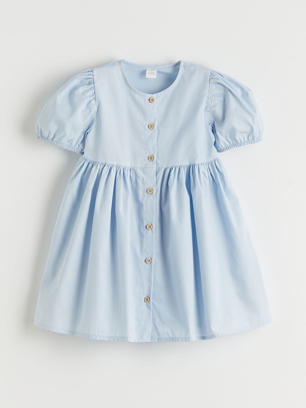 Mavi Balon Kollu Kız Çocuk Fırfırlı Elbise