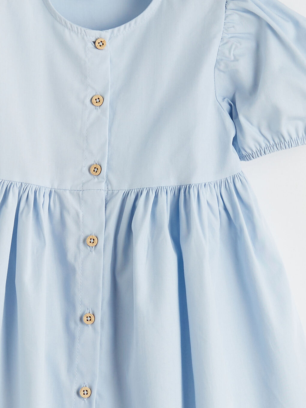 Mavi Balon Kollu Kız Çocuk Fırfırlı Elbise-2
