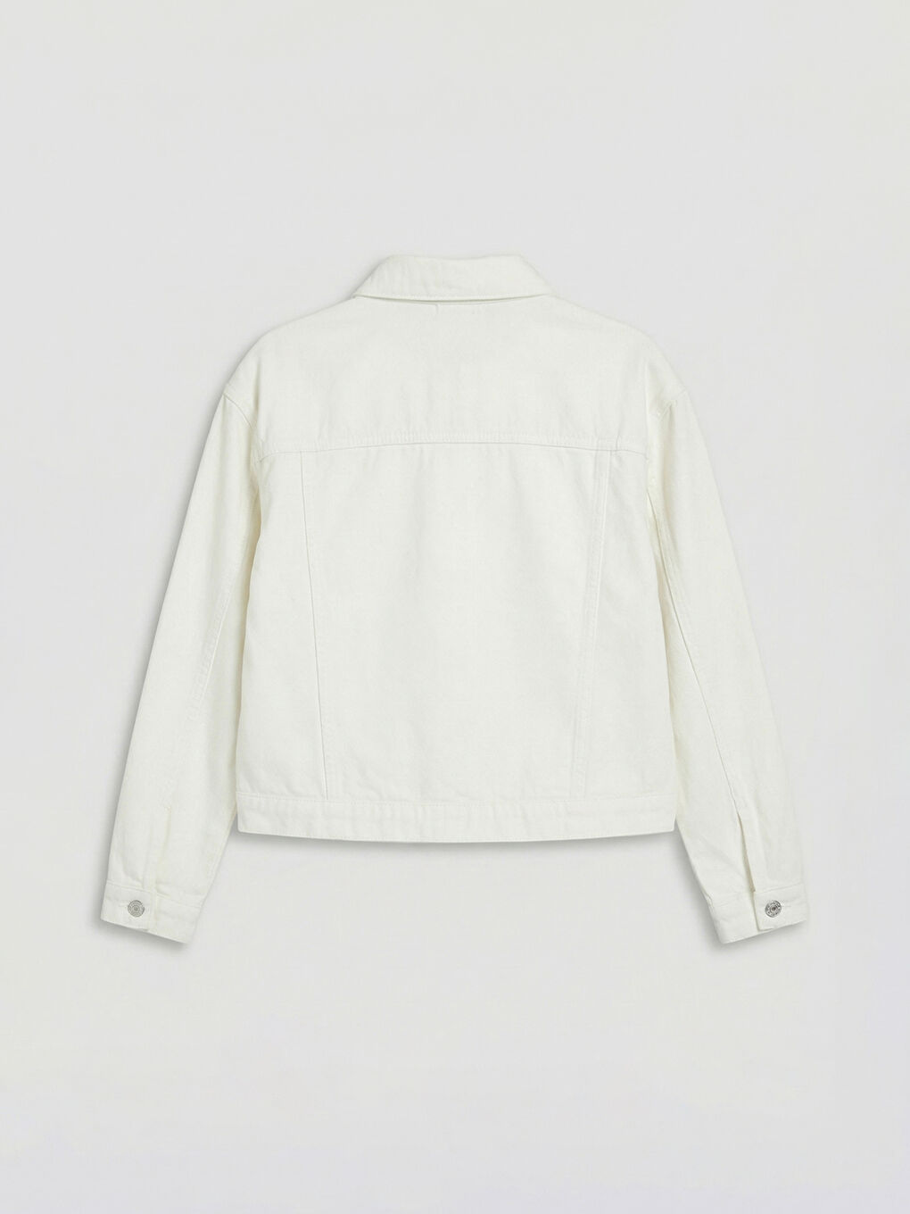 Ekru Fisto Detaylı Kız Çocuk Jean Ceket-1