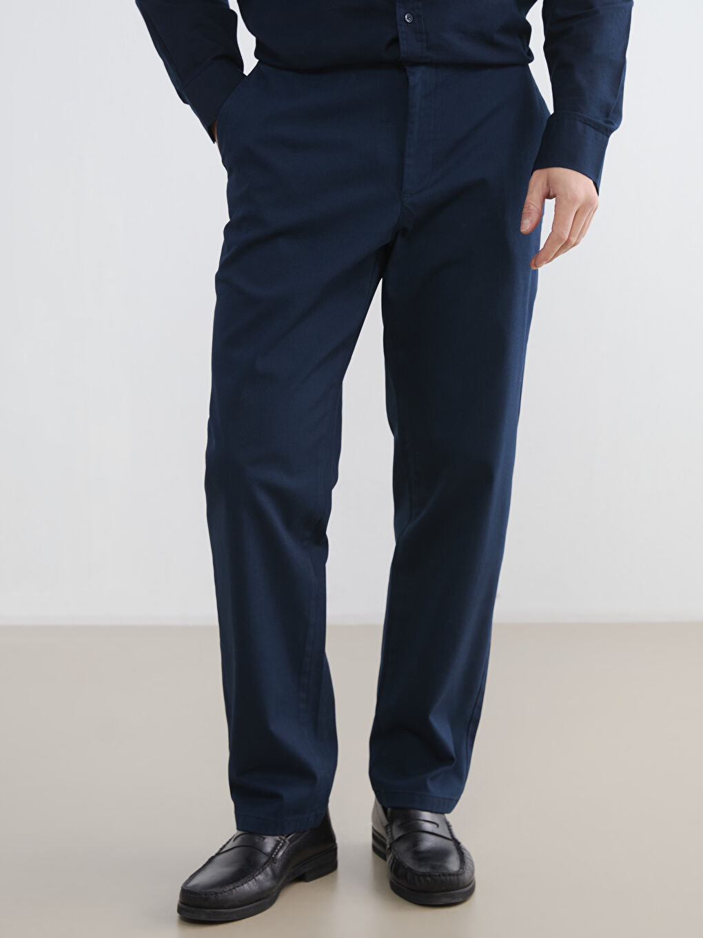 Lacivert Standart Kalıp Armürlü Erkek Pantolon-2