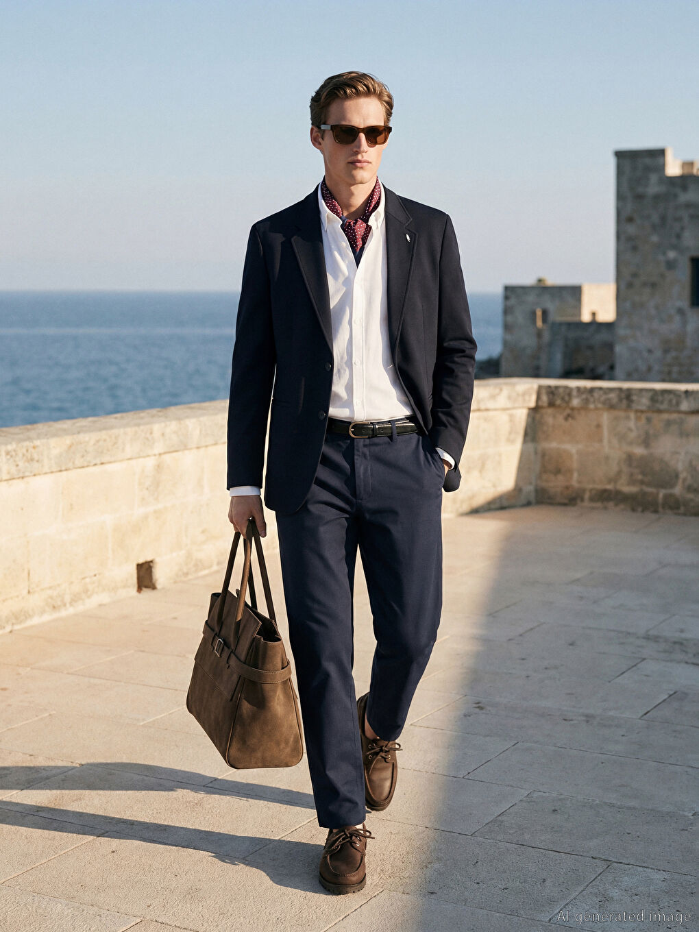 Lacivert Standart Kalıp Armürlü Erkek Pantolon